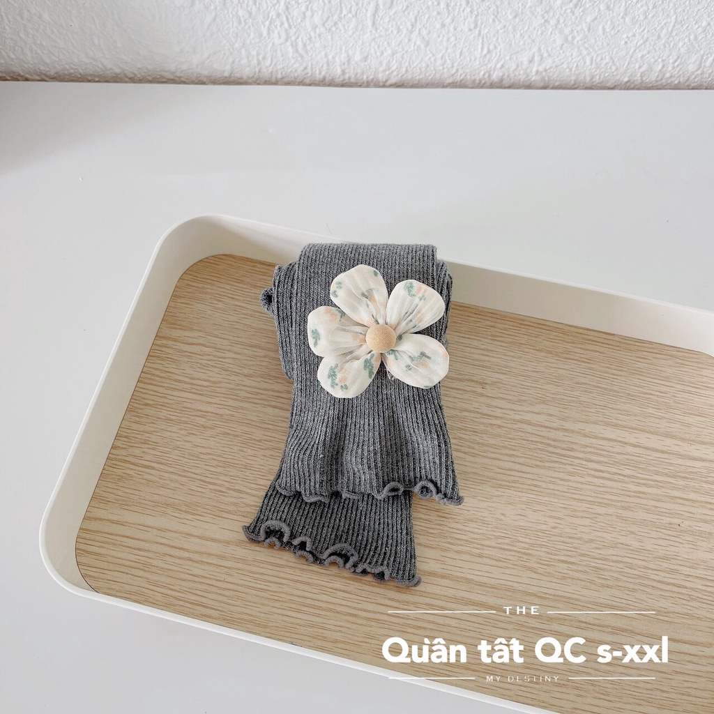 Quần tất len đính hoa cho bé gái, quần legging mặc cùng váy cho bé gái hàng quảng châu