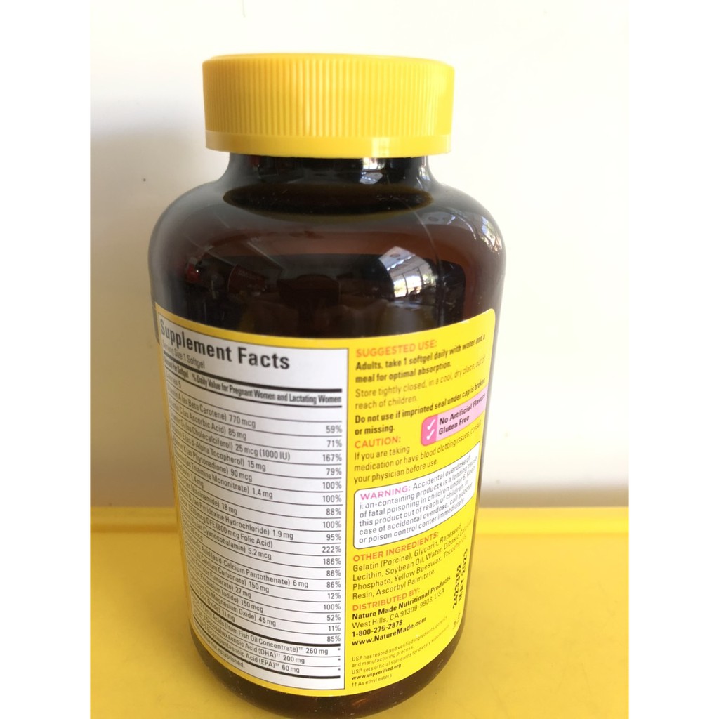 Viên Uống BÀ BẦU Nature Made – Prenatal Multi +DHA 150 Viên [Date Mới]