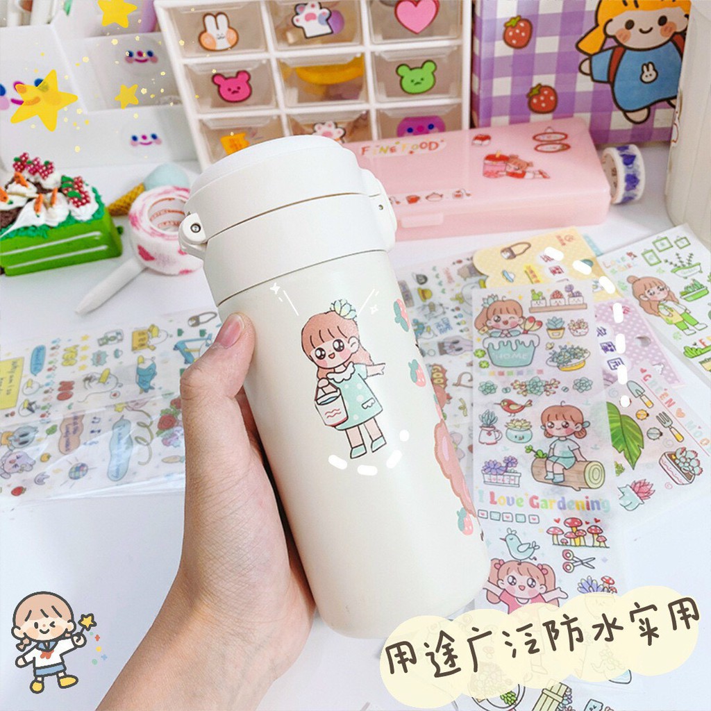 Tấm sticker dài Cute  hình dán trang trí sổ, planner, điện thoại, đồ dùng trong nhà