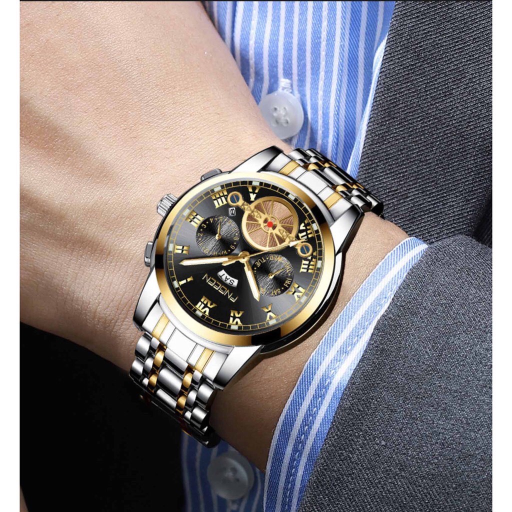 Đồng hồ nam FNGEEN F15 mặt tròn giả cơ có lịch thưs thứ và ngày,kiểu dáng đẳng cấp sang trọng | BigBuy360 - bigbuy360.vn
