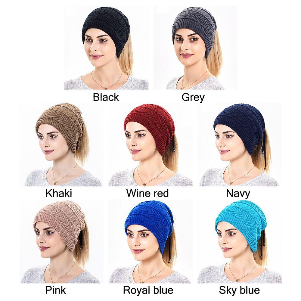 Sumu Mũ Trùm Đầu Thể Thao Chạy Bộ Với Lỗ Buộc Tóc Đuôi Ngựa Dệt Kim Mềm Ấm Áp Dành Cho Nữ