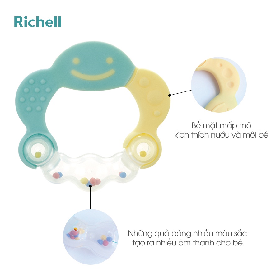 Xúc xắc gặm nướu Richell tròn (xanh)