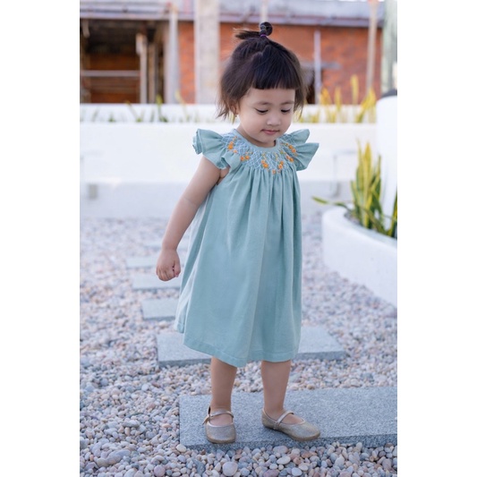 ĐẦM SMOCK ĐÔI MẸ VÀ BÉ XANH NGỌC