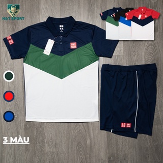 Bộ thể thao nam set uniqlo 3 màu phối ngực, đồ thể thao cao cấp htsport