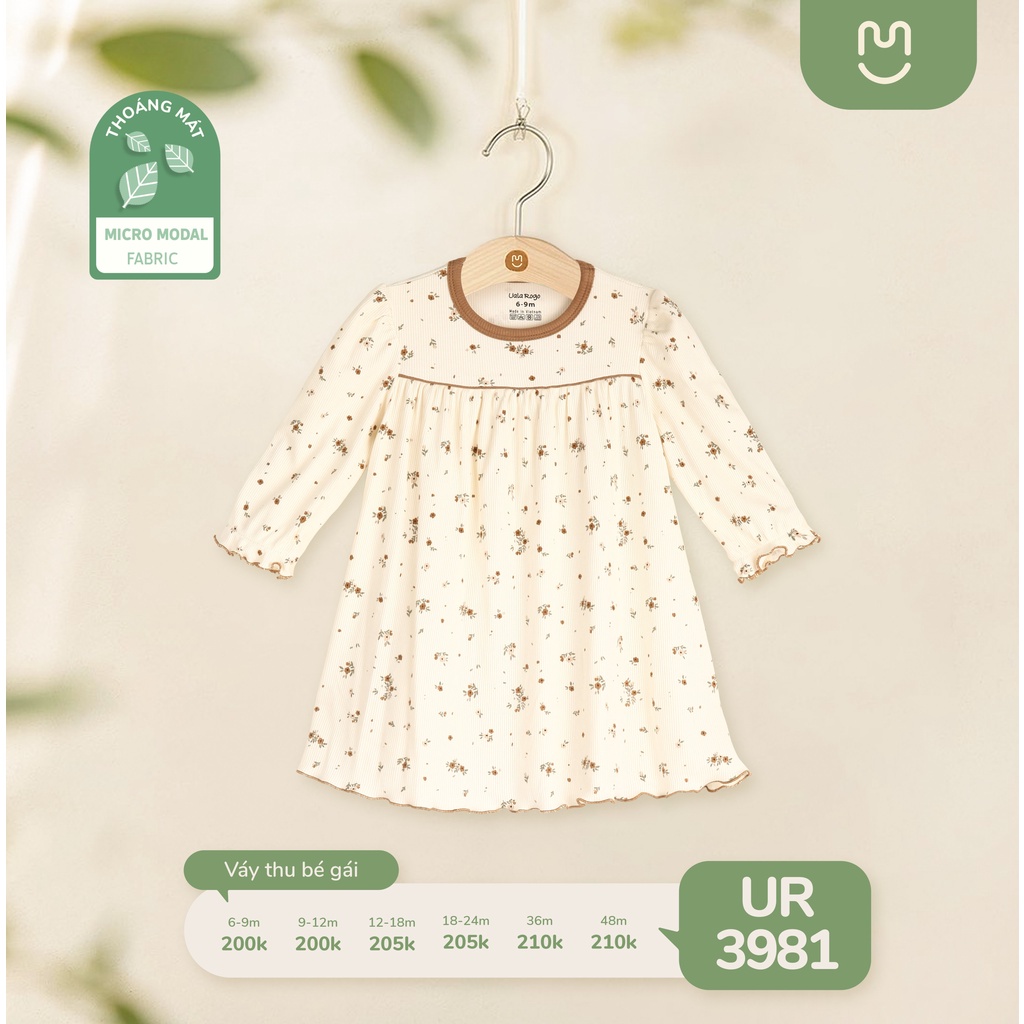 Váy bé gái Ualarogo 6 tháng - 4 tuổi vải modal fabric co giãn thoáng mát cổ tròn tay lỡ 3981