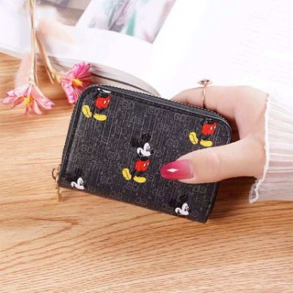 Ví Mini Cầm Tay Nữ In Hình Mickey 3 Màu Hot Nhất Năm Nhiều Ngăn Tiện Dụng