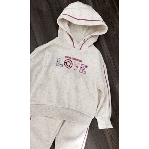 Bộ nỉ bé gái Primark xuất dư xịn áo hoodie viền hồng