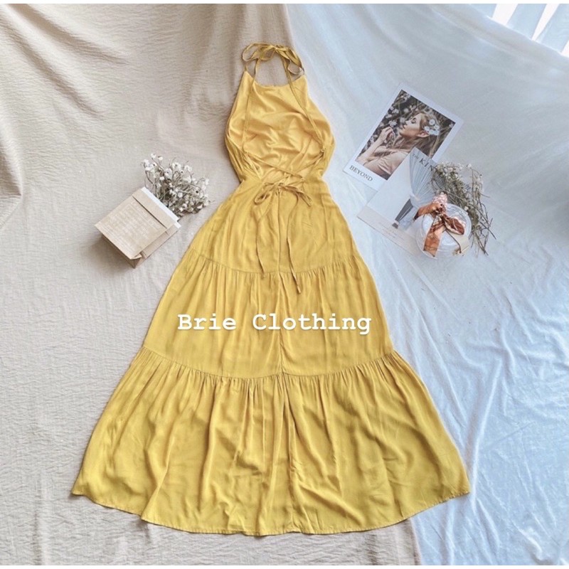 ĐẦM MAXI VÀNG ĐAN LƯNG