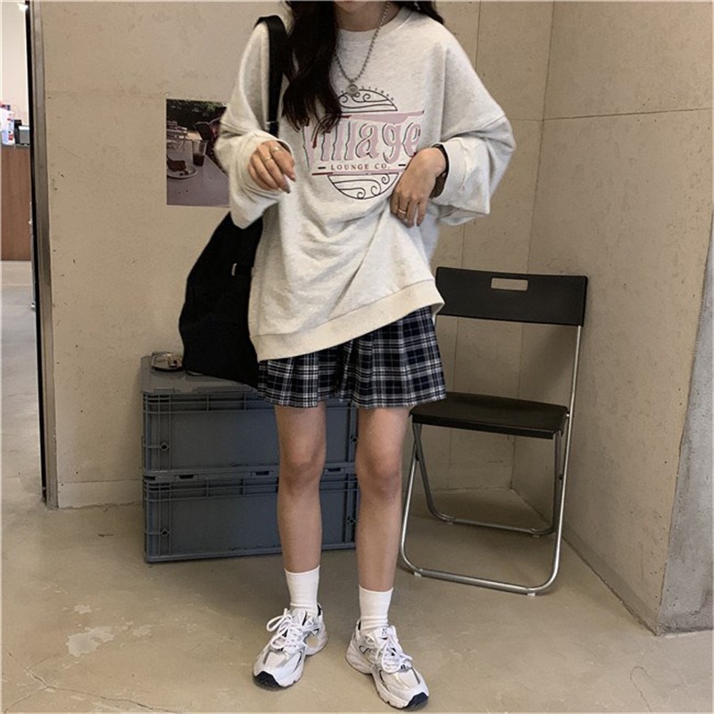 SUXI Áo sweater tay dài dáng rộng phong cách Hàn Quốc dành cho nữ