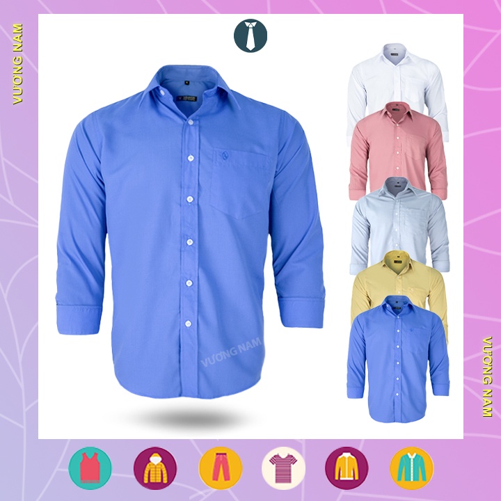 Áo sơ mi nam công sở cao cấp form rộng dài tay đẹp vải kate trơn mát VN13E