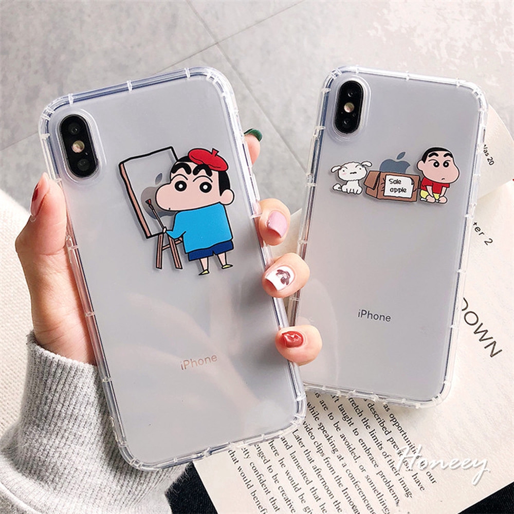 Ốp điện thoại mềm chống sốc trong suốt in hình Shinchan cho Iphone 6 6s 7 8 Plus X XS XR max 11 Pro Max