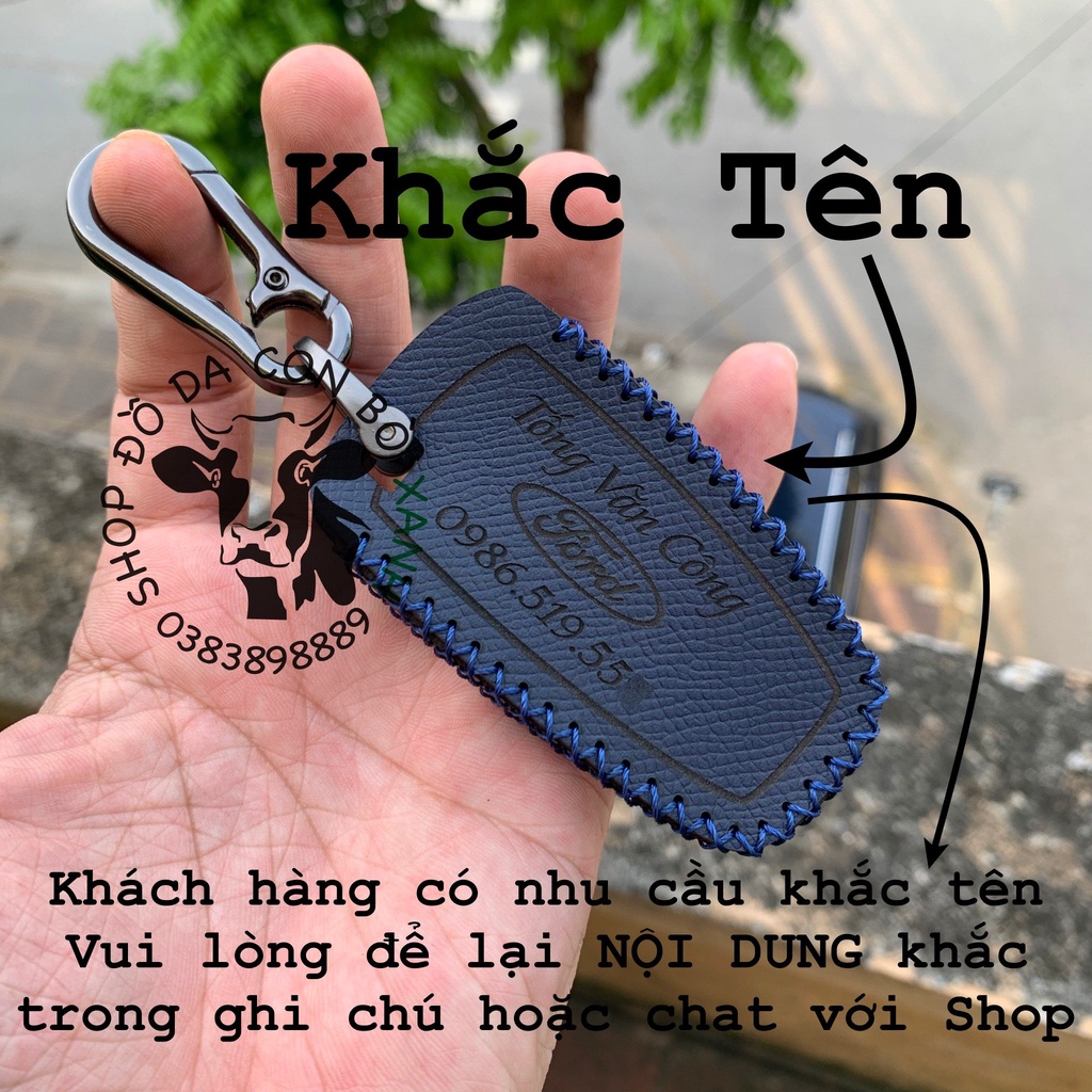 [Xanh rêu] bao da chìa khoá Ford Ecosport, Everest, Ranger, Explorer 2019 handmade da thật 006