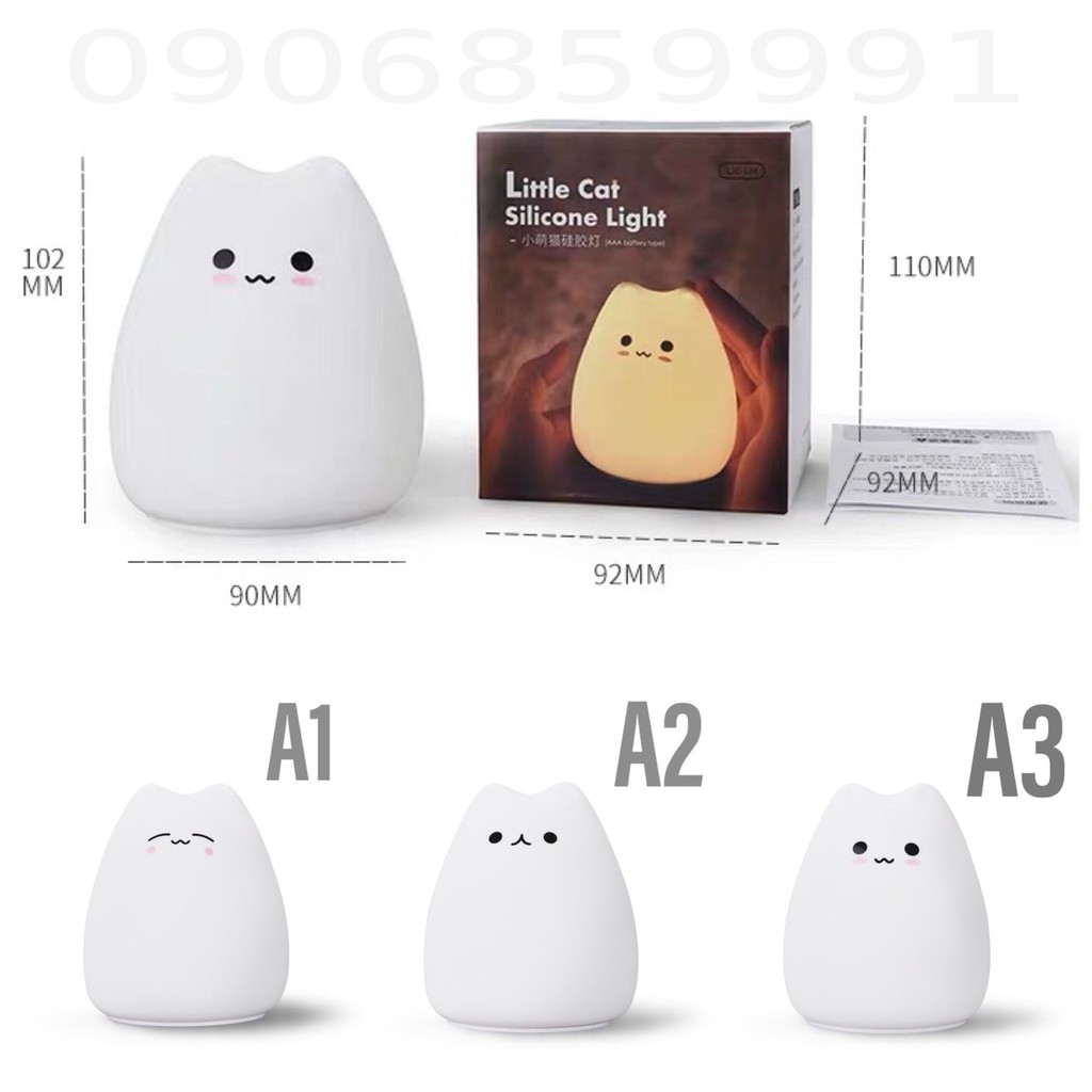 Đèn ngủ trang trí,đèn led silicon cảm ứng mèo mini (LJC-124)