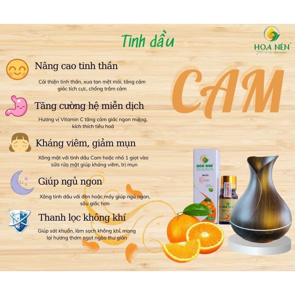 Tinh Dầu Cam Ngọt Nguyên Chất Hoa Nén - Tinh dầu xông phòng khử mùi, đuỗi muỗi, giúp giấc ngủ sâu