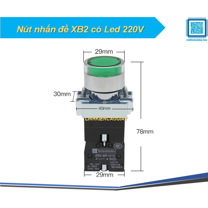 Nút nhấn đề XB2 có Led 220V