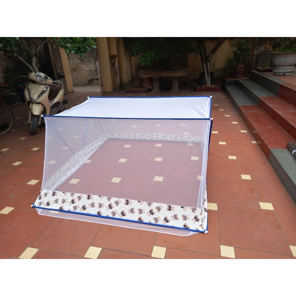 Màn chụp gấp gọn thông minh khung INOX có chân viền lụa 1m/1m2/1m4/1m6/1m8 mùng chụp thông minh xếp gọn tiện dụng