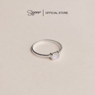 Nhẫn bạc nữ 925 shimmer silver - đá mặt trăng basic2 moonstone thiên nhiên hợp phong thủy không kị mệnh