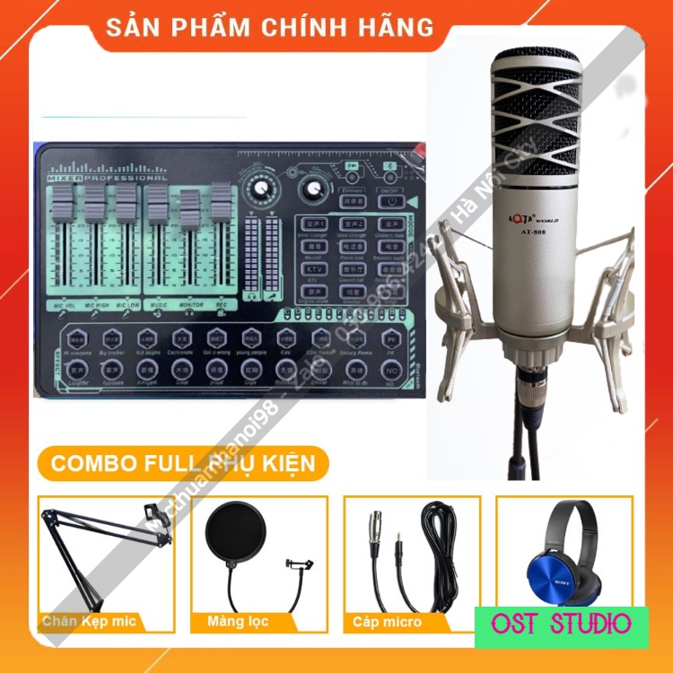 Combo Hát Thu Âm Livestream Sound Card H9 Micro AQTA AT808 . Giả Giọng Người Già , Trẻ Em , Autotune . Bảo Hành 12 Tháng