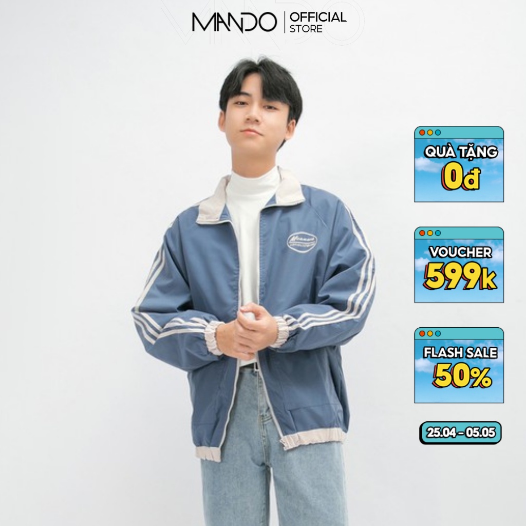 Áo Khoác Gió Thể Thao Nam MANDO 2 Lớp Kiểu Dáng Thể Thao Basic Unisex Thời Trang Hàn Quốc Form Rộng 3 Màu KGN002