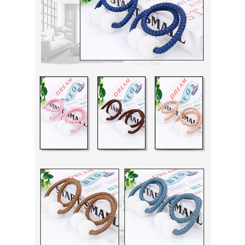 Bộ 2 Dây Buộc Rèm Cửa Trang Trí Đính Ngọc Trai Xinh Xắn
