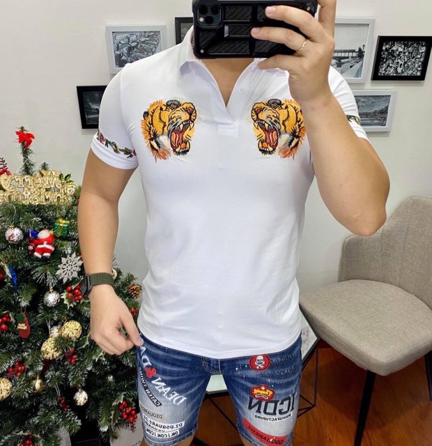 Áo thun cổ trụ cao cấp thêu logo nổi bật(chất thun cotton 100%) | BigBuy360 - bigbuy360.vn