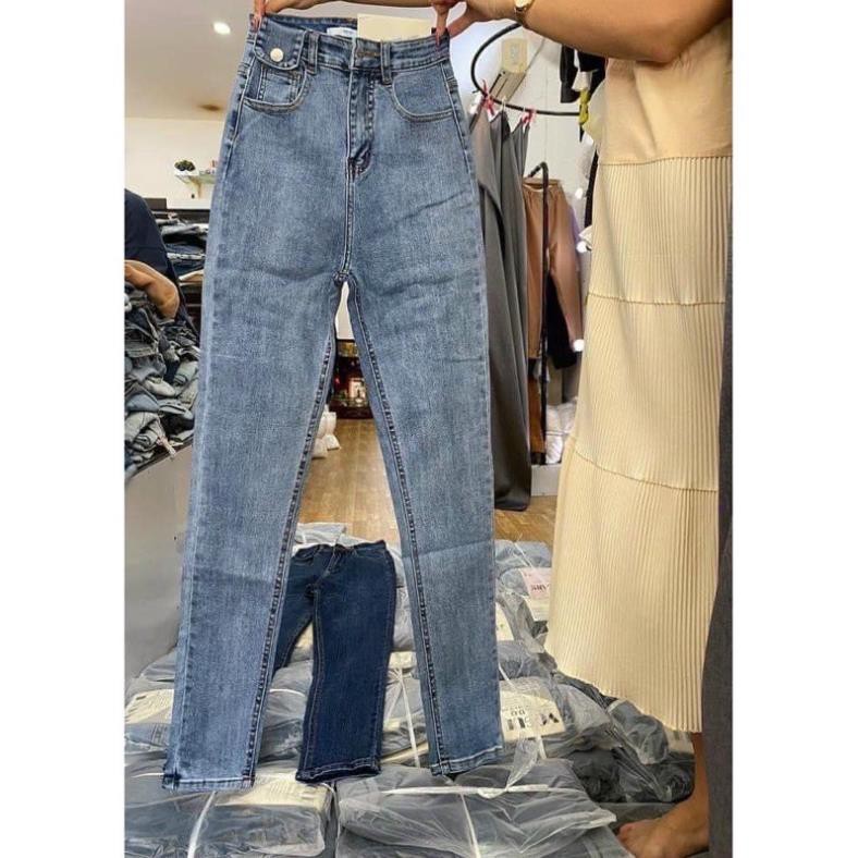 QUẦN JEANS TRƠN ỐNG BÓ LƯNG CAO QUẦN BÒ NỮ