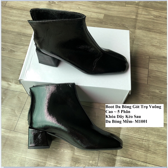 Boot Da Bóng Gót Vuông Móc Tròn Sau (Fullbox) A2 | BigBuy360 - bigbuy360.vn