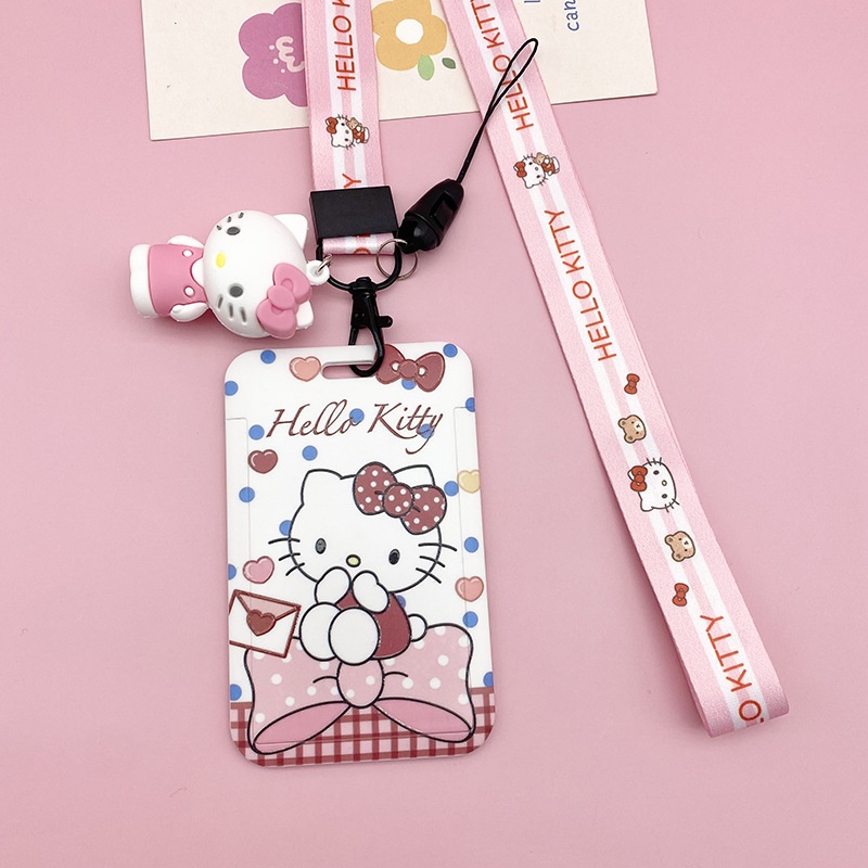 Vỏ Bọc Thẻ Hình hello kitty Dễ Thương Kèm Dây Đeo Tiện Dụng Cho Học Sinh