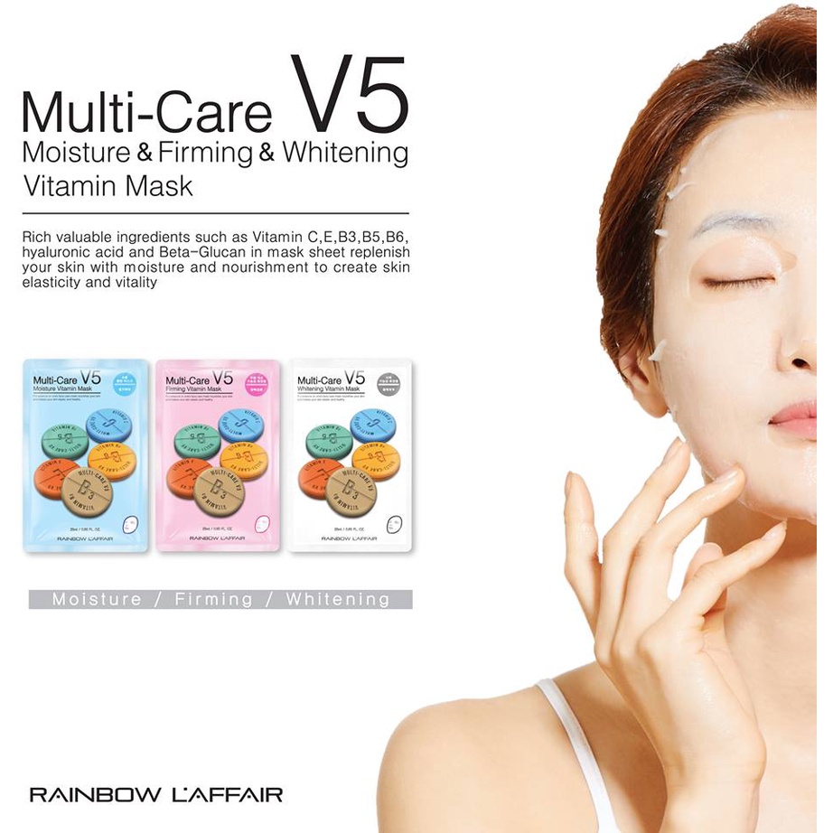 Bộ 10 Mặt nạ Chống Lão Hóa, Giữ Ẩm, Săn Chắc Da Rainbow L'affair Multi-Care Firming vitamin mask (Hộp 10 miếng x 25 ml)