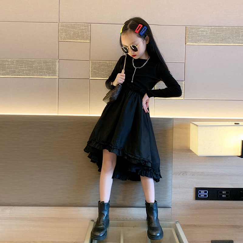NSCAT-girl dress 2021 phiên bản mới hàn quốc siêu đẹp khí chất quý phái kiểu tây váy đen dáng dài
