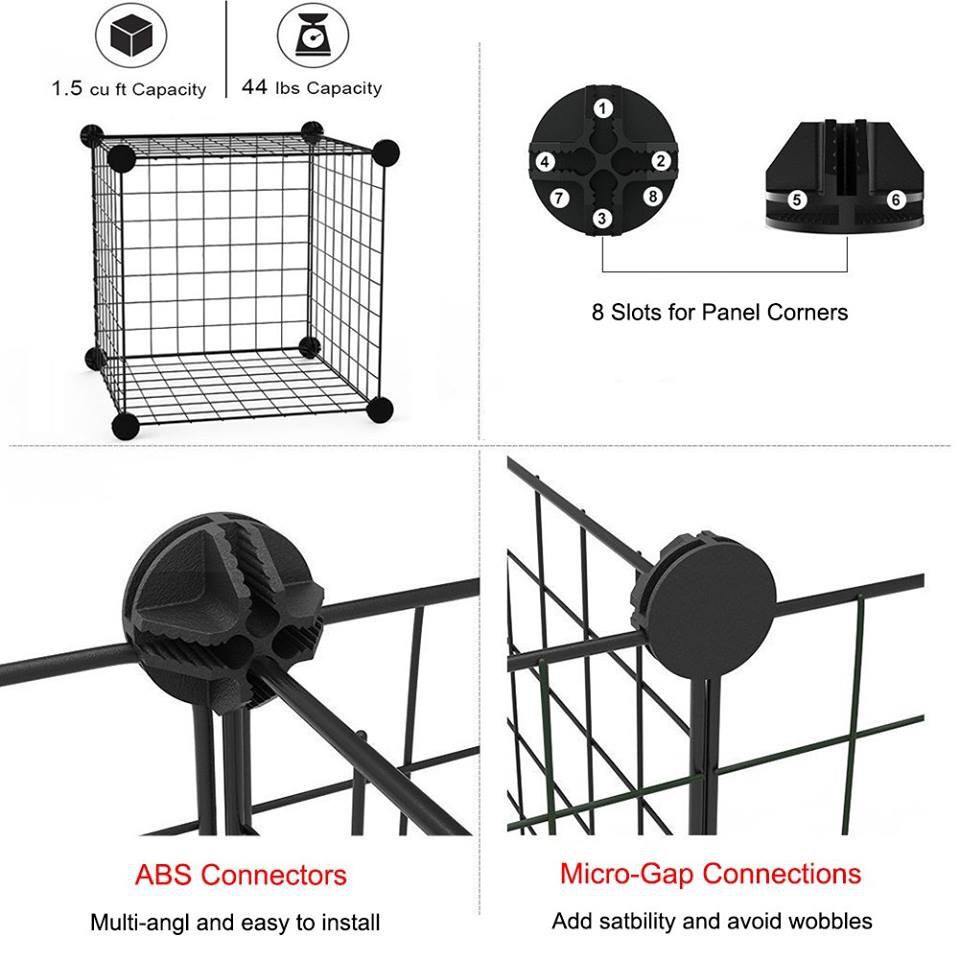 (70*70*70 cm Có nắp Lồng+ Cửa Sắt) - 20 Miếng Lưới Sắt Ghép Hàng Rào Chuồng Quây Chó Mèo