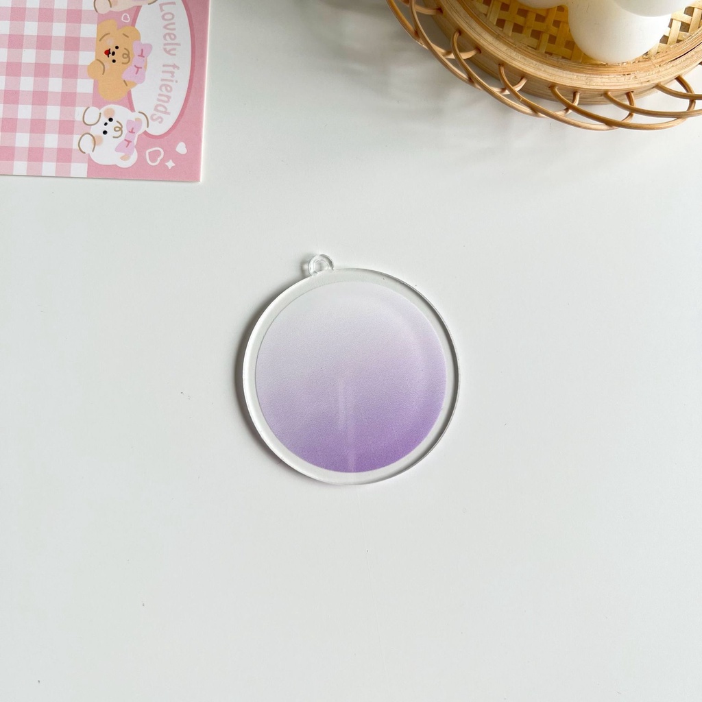 Peach Heart round white background gradient Acrylic pendant Star peripheral DIY key chain
