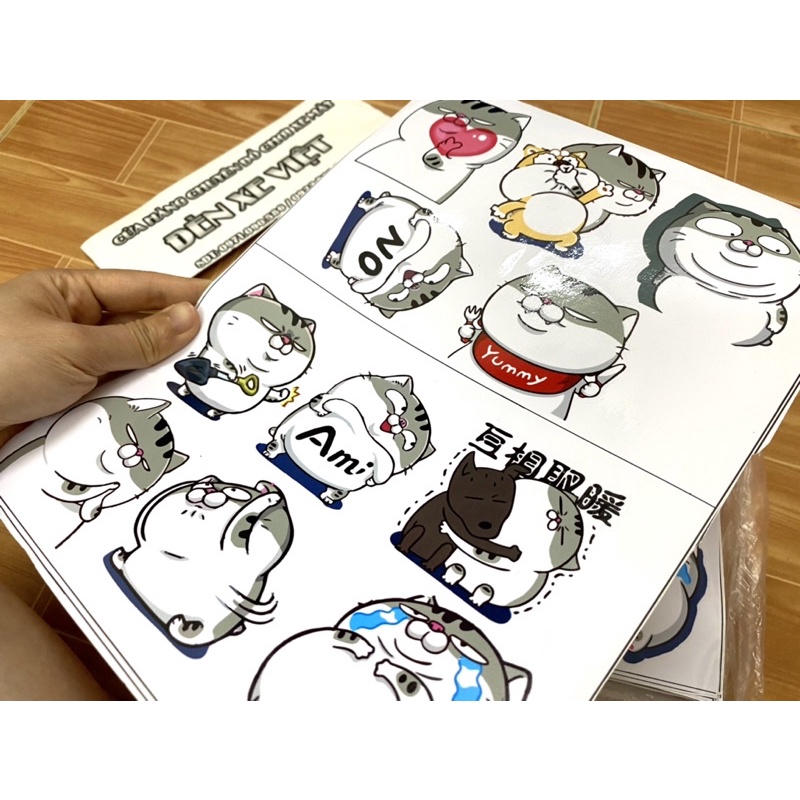 Mẫu 19 Mèo Ami - Tem sticker decal dán hình mèo Ami zalo dễ thương cho xe máy mũ bảo hiểm điện thoại laptop Đèn xe Việt