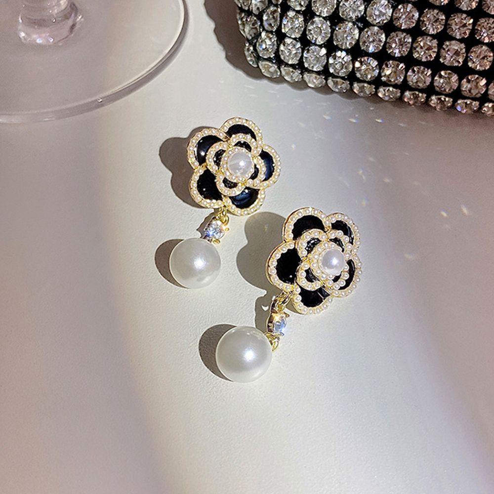 MXGOODS Bông Tai Hình Hoa Trà Bằng Kim Loại Thời Trang Hàn Quốc