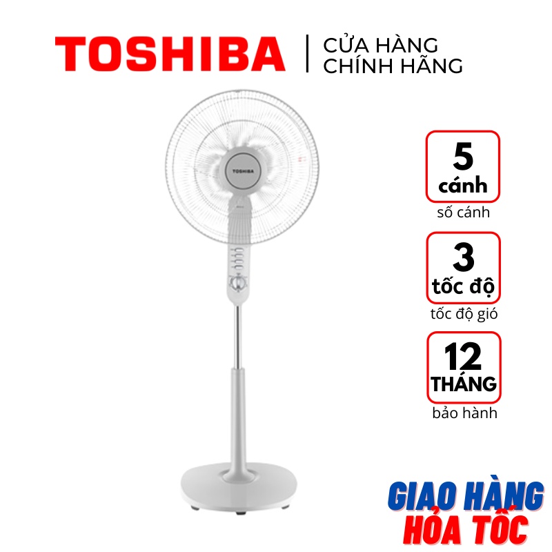 Quạt đứng Toshiba F-LSA10(H)VN 5 cánh hẹn giờ tắt không remote màu xám - Bảo hành hãng 12 tháng