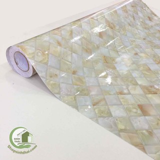 Giấy dán tường giả gạch mosaic màu vàng - khổ 1,2m - có sẵn keo
