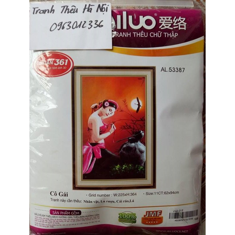 Tranh thêu chữ thập Cô gái bên chum nước 53387 lv3186 DX1068 DX1070 DX1071 DX1044