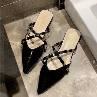 Giày cao gót thời trang hở gót mũi nhọn phối dây cực sang chảnh gót cao 2cm [ giá sỉ ]