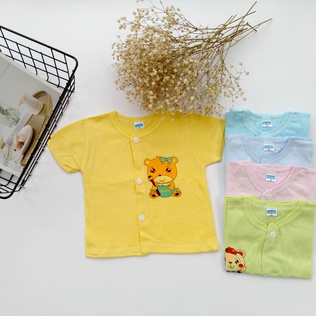 Áo Sơ Sinh Cộc Tay Thu Hằng Chất Cotton Mềm Mại Cho Bé