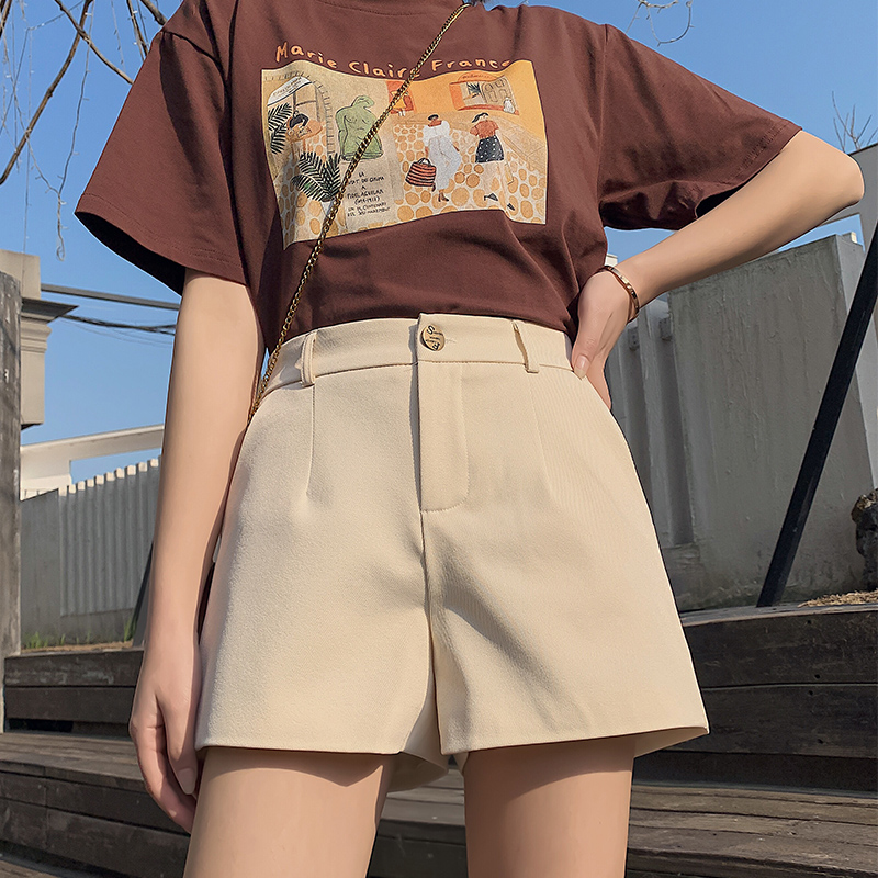 Quần Short Chữ A Lưng Cao Dáng Rộng Thời Trang Xuân Hè 2021 Cho Nữ