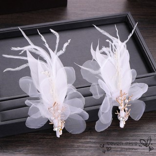 Kẹp tóc đính ngọc trai và lông vũ phong cách Hàn Quốc dành cho nữ