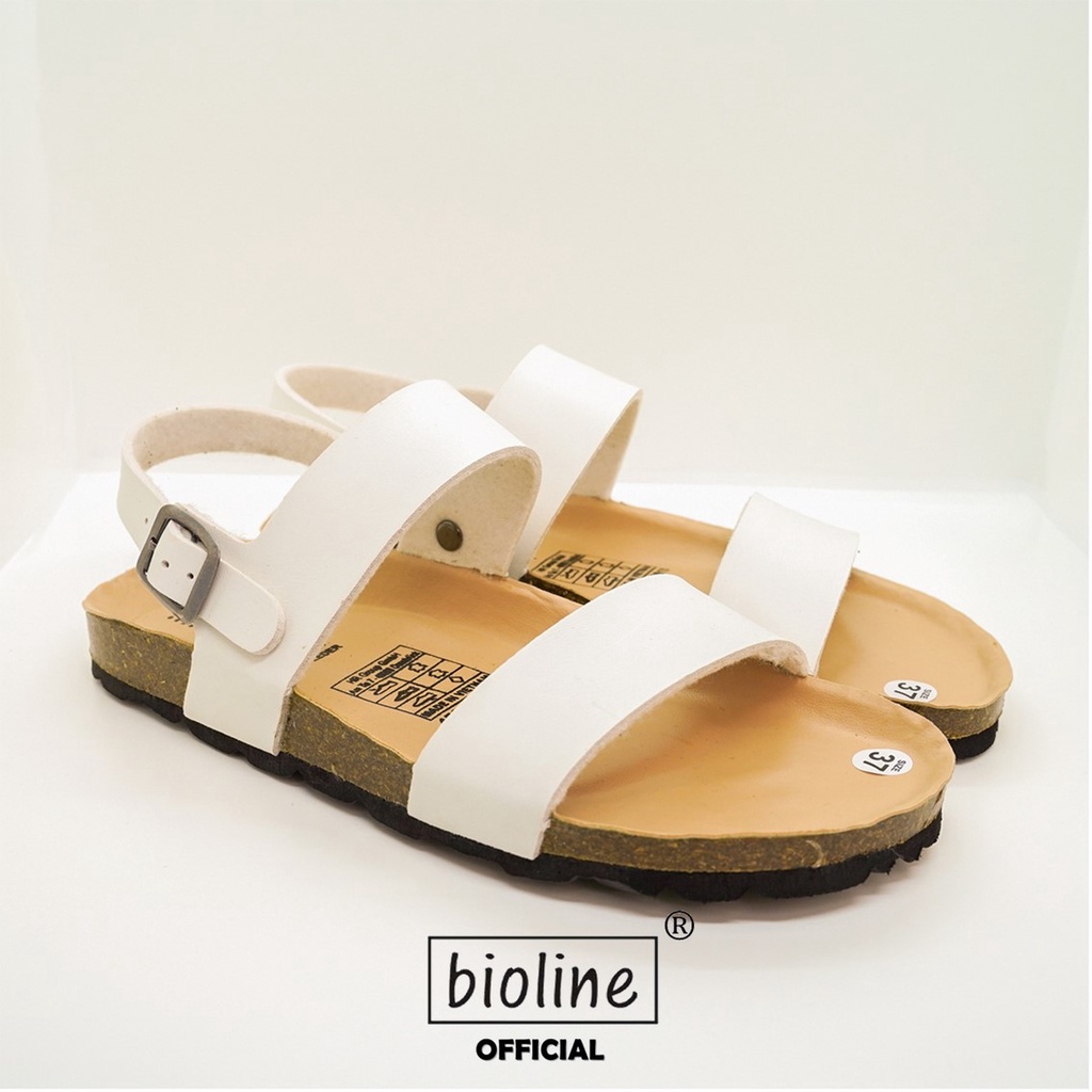 PUK15 - Sandal Đế Trấu BIOLINE Official Quai Da Pu Hai Quai Ngang Lót Pu Kem Chống Nước