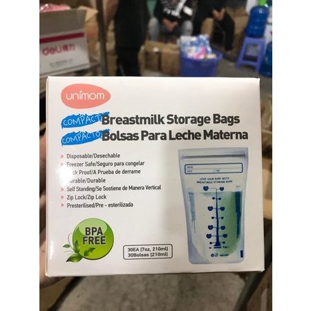 Túi trữ sữa Unimom( hộp 30 túi) Hàn Quốc chính hãng - 210ml