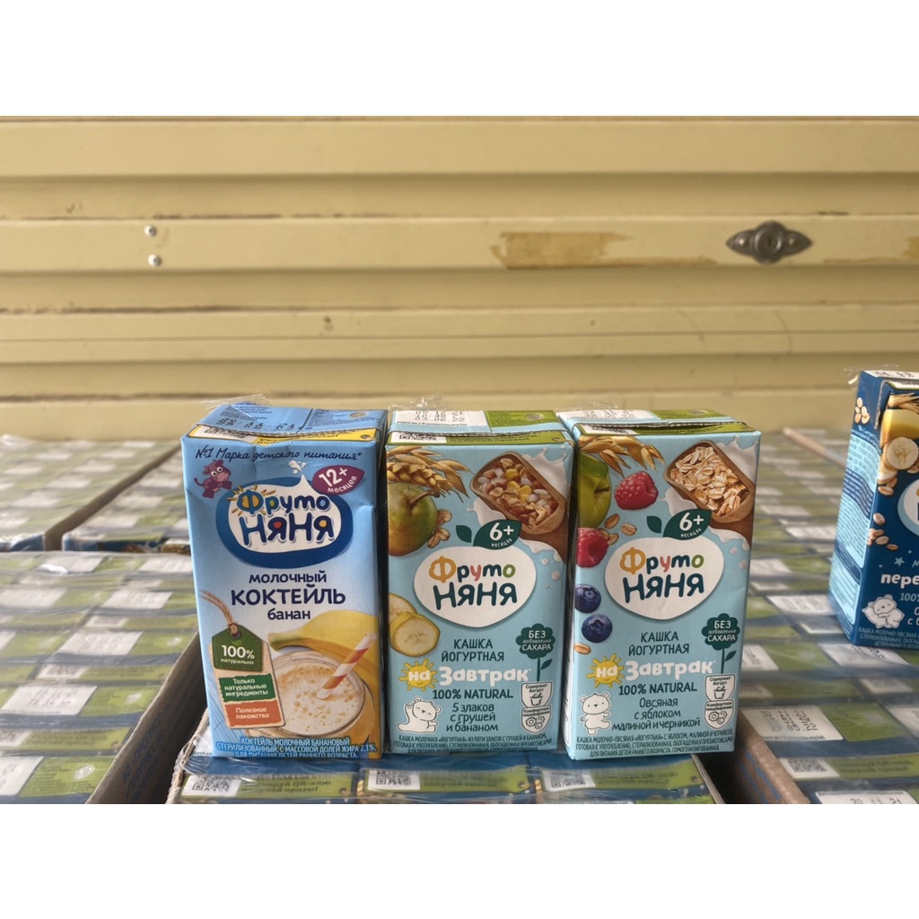 Sữa đêm Fruto Nga 200ml - combo 9 hộp mix vị date cuối T5 và T6/22