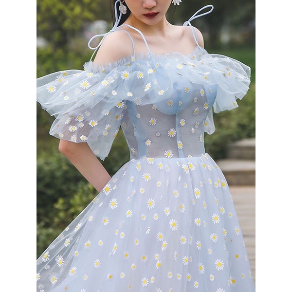 🌼 VẢI VOAN LƯỚI THÊU HOA CÚC 🌼