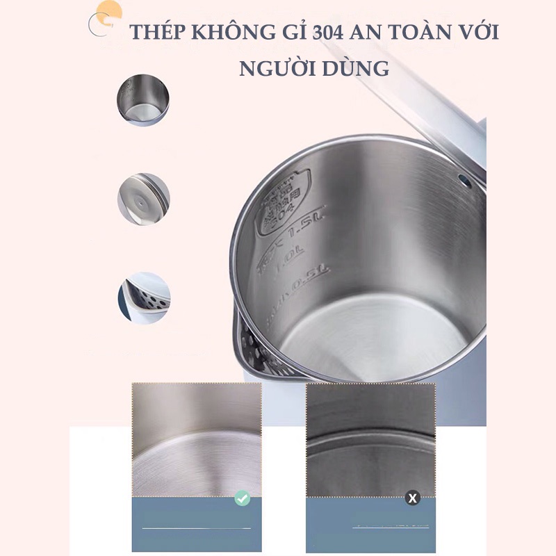 Ấm siêu tốc, bình đun nước siêu tốc, ấm đun nước dung tích 1.5L chính hãng Bear - LB259211