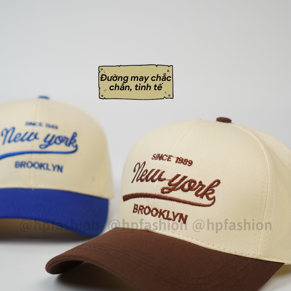 Mũ lưỡi trai ❤️ Nón kết phối màu thêu chữ NewYork Brooklyn chất kaki cao cấp form unisex nam nữ N89 - Happy Style