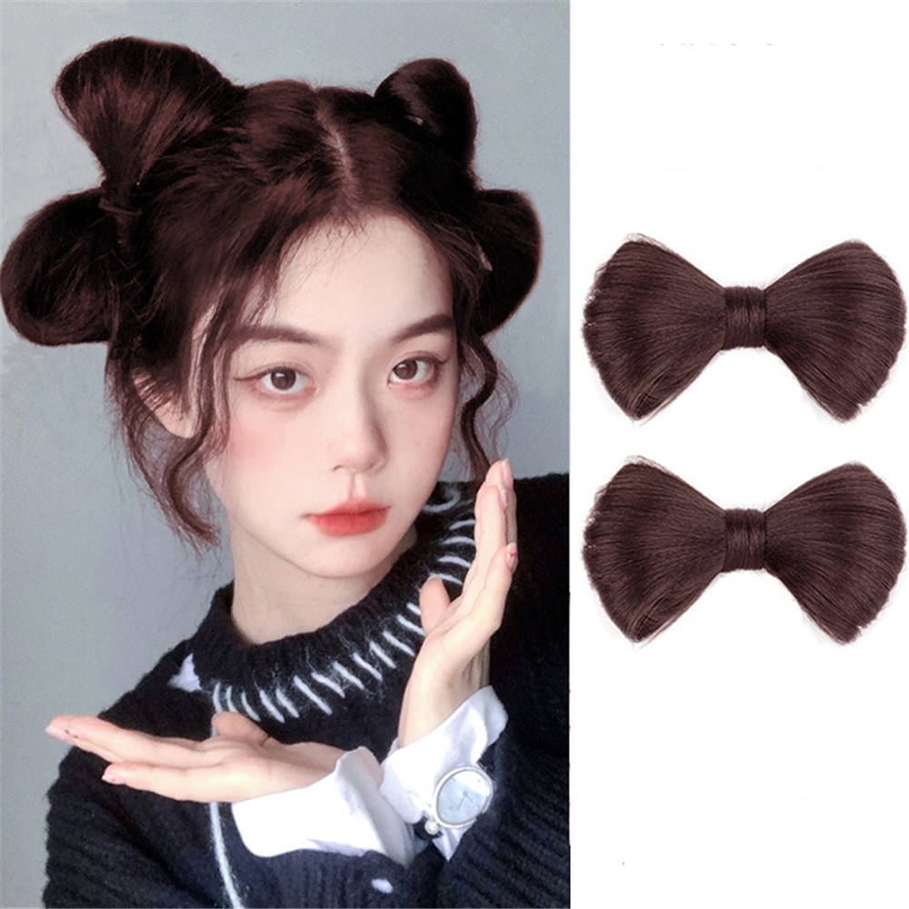 Kẹp Tóc Giả Đính Nơ Và Bóng Lông Sáng Tạo Cho Nữ