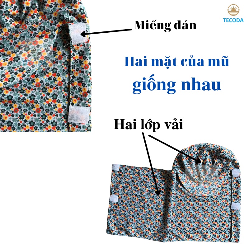 Mũ nón chống nắng trùm đầu có khẩu trang 2 lớp cotton thoáng mát và thấm mồ hôi