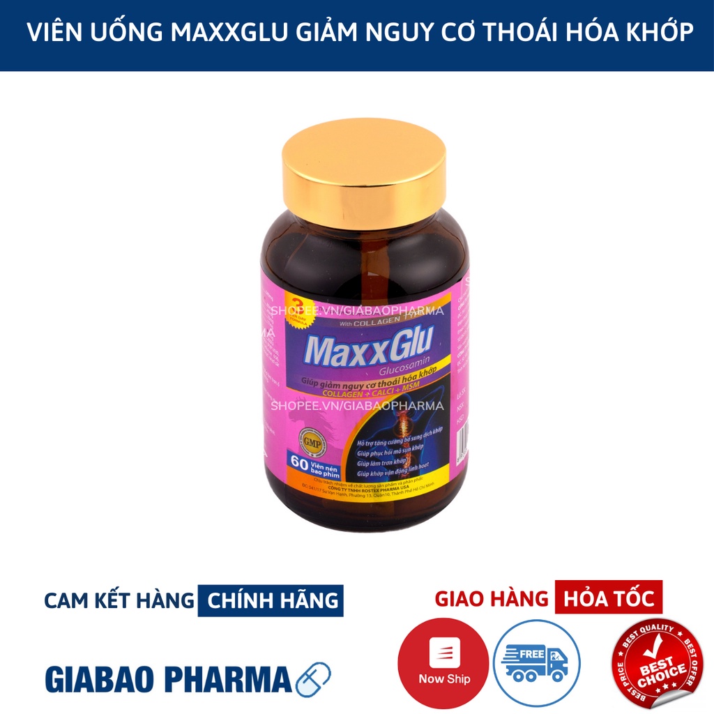 Viên uống MAXXGLU bổ sung glucosamine, hỗ trợ xương khớp - Hộp 60 viên